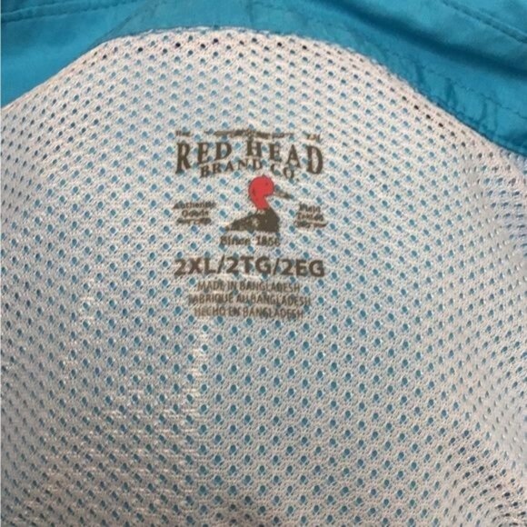 RedHead Mens 2XL Short Sleeve Shirt Turquoise Button-Up Polyester Fisherman Styl - Picture 5 of 7